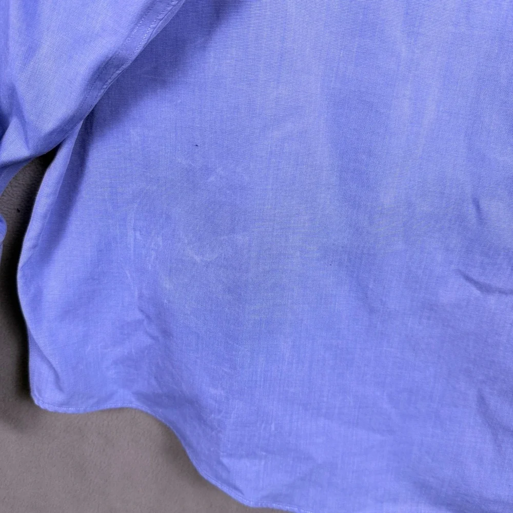 Brooks Brothers Shirt Mens 18 36 Blue Button Up Long Sleeve Dress FLAW - Picture 5 of 9